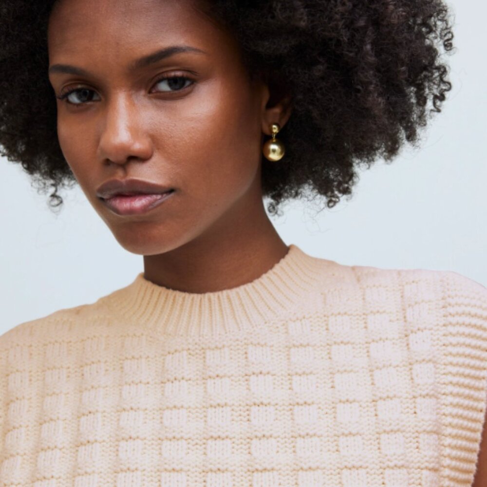 Madewell Checkered-Stitch Wedge Sweater Vest NWT